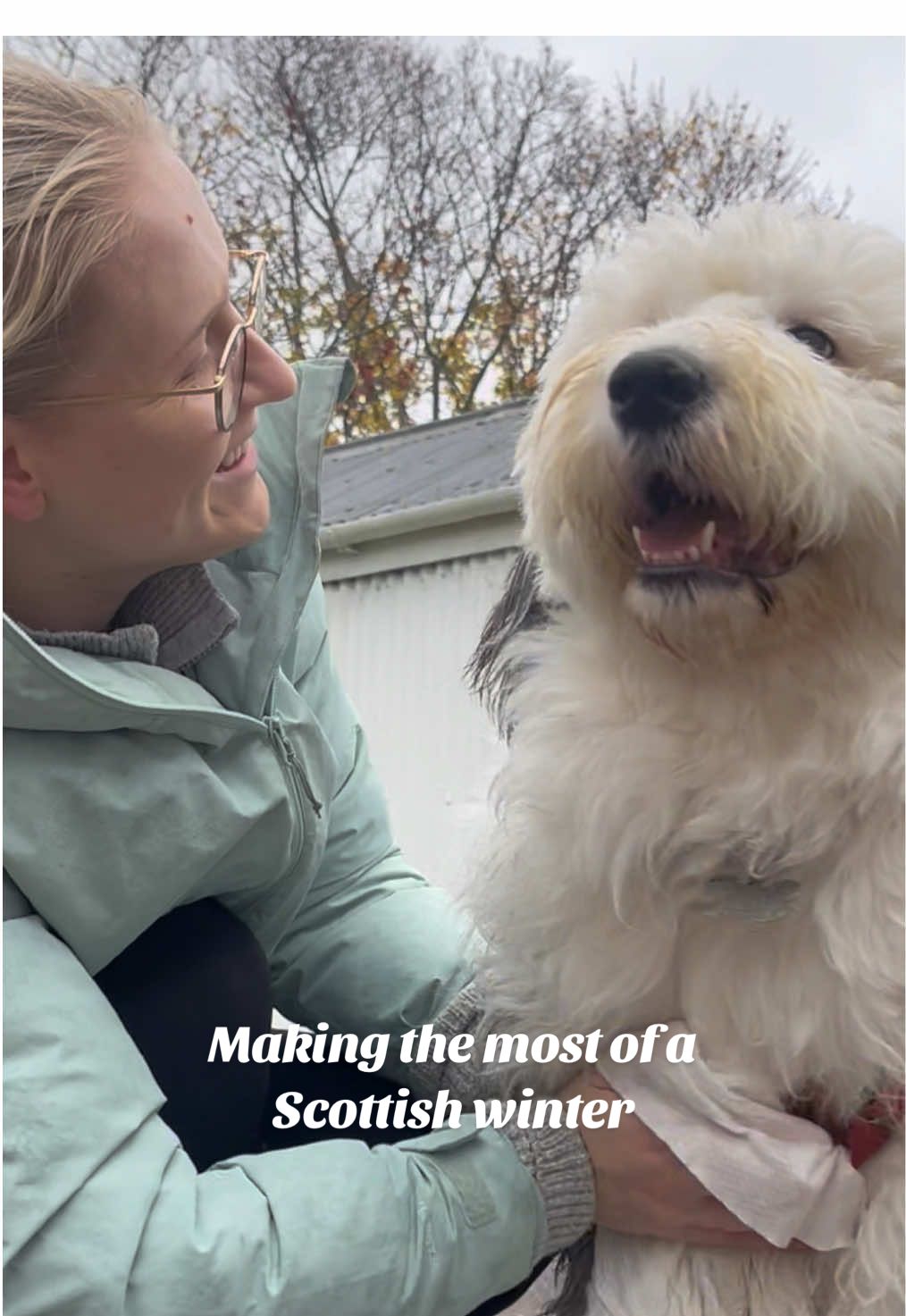 TikTok post by @nelliethesheepie for DotDotPet. Caption reads: Scottish weather 🤝 @dotdotpet Eco Dog Towels!....