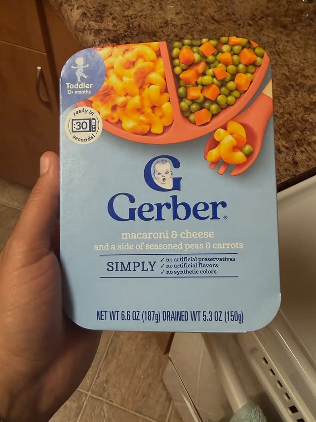 Instagram post by @lunayhilal for Gerber. Caption reads: Gerber Macaroni cheese and and their sides are....