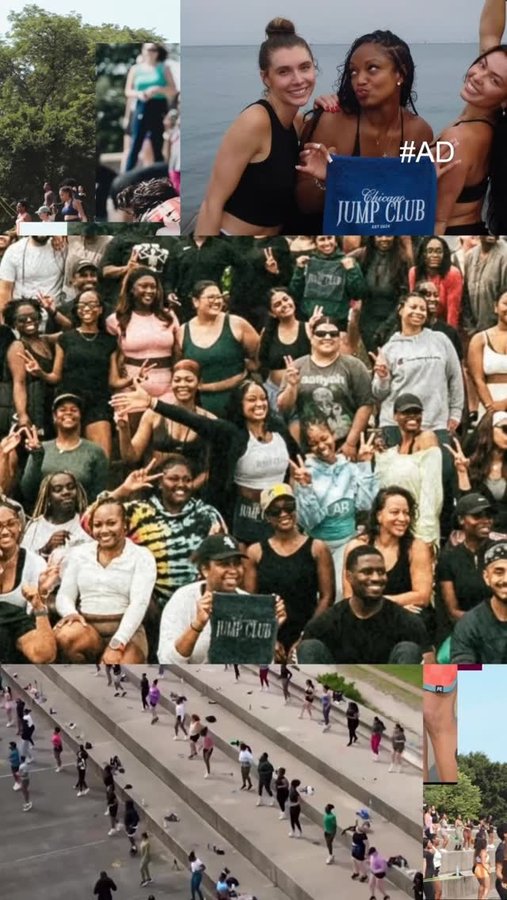 Instagram post by @lo.fitt for Cash App. Caption reads: Chicago Jump Club has been about community since....