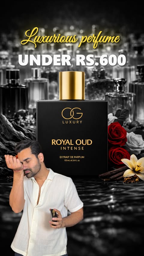 Instagram post by @checkout.kar for OG Beauty. Caption reads: Comment “OUD” for the link @ogluxuryofficial Royal....