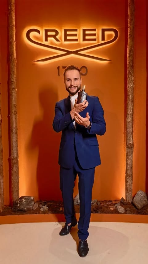 Instagram post by @egorsharay for Creed Fragrance. Caption reads: ▶️ Some scents tell a story. Others are the story.....