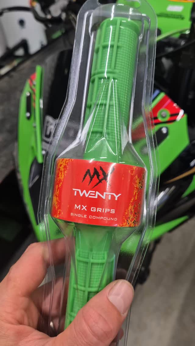 Instagram post by @sakkinenstunt for XLMOTO. Caption reads: Ad! #twentymx grips looks nice also on streetbike!....