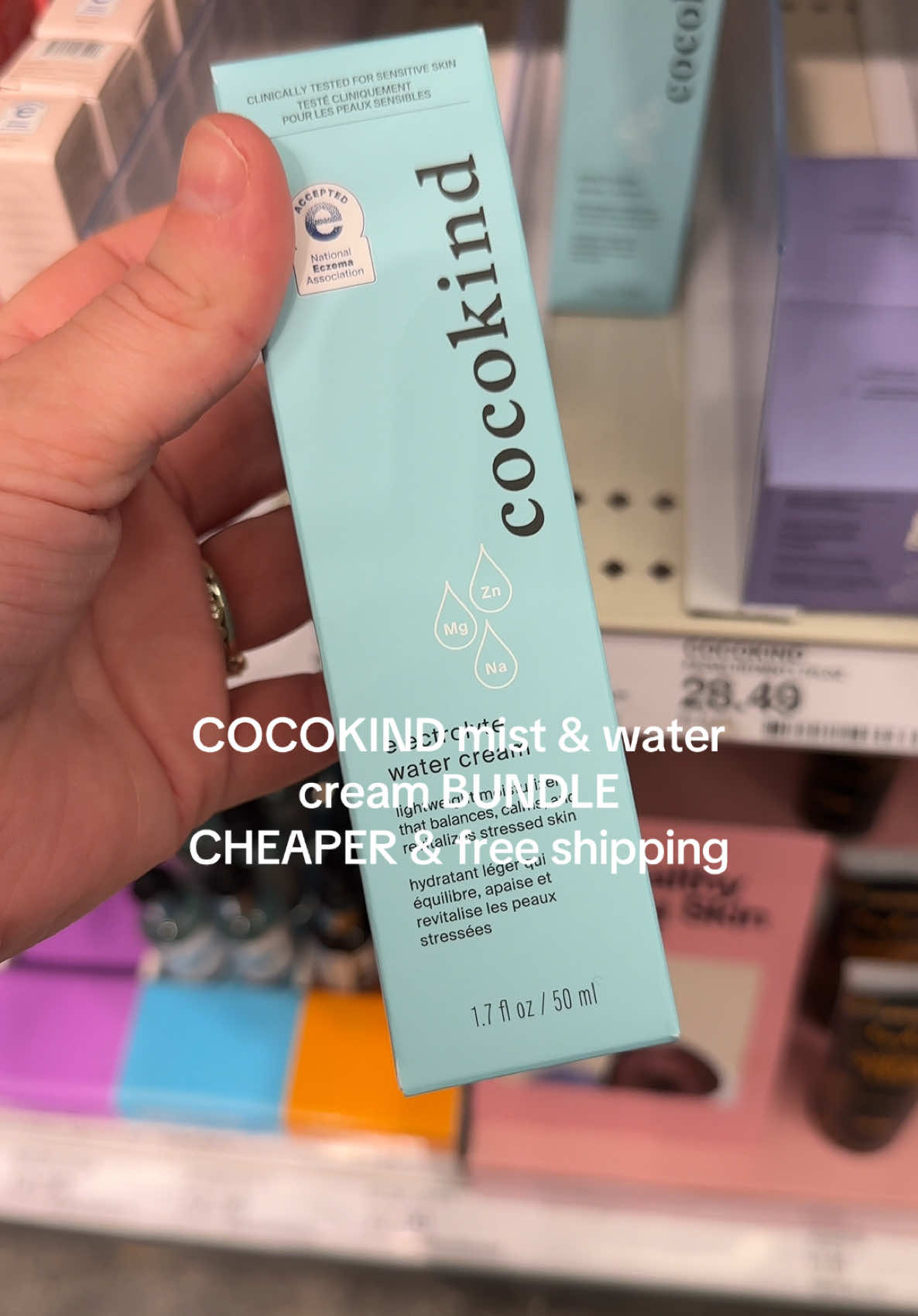 TikTok post by @taylorgfinds for Cocokind. Caption reads: @cocokind #cocokind #electrolytewatercream [...].