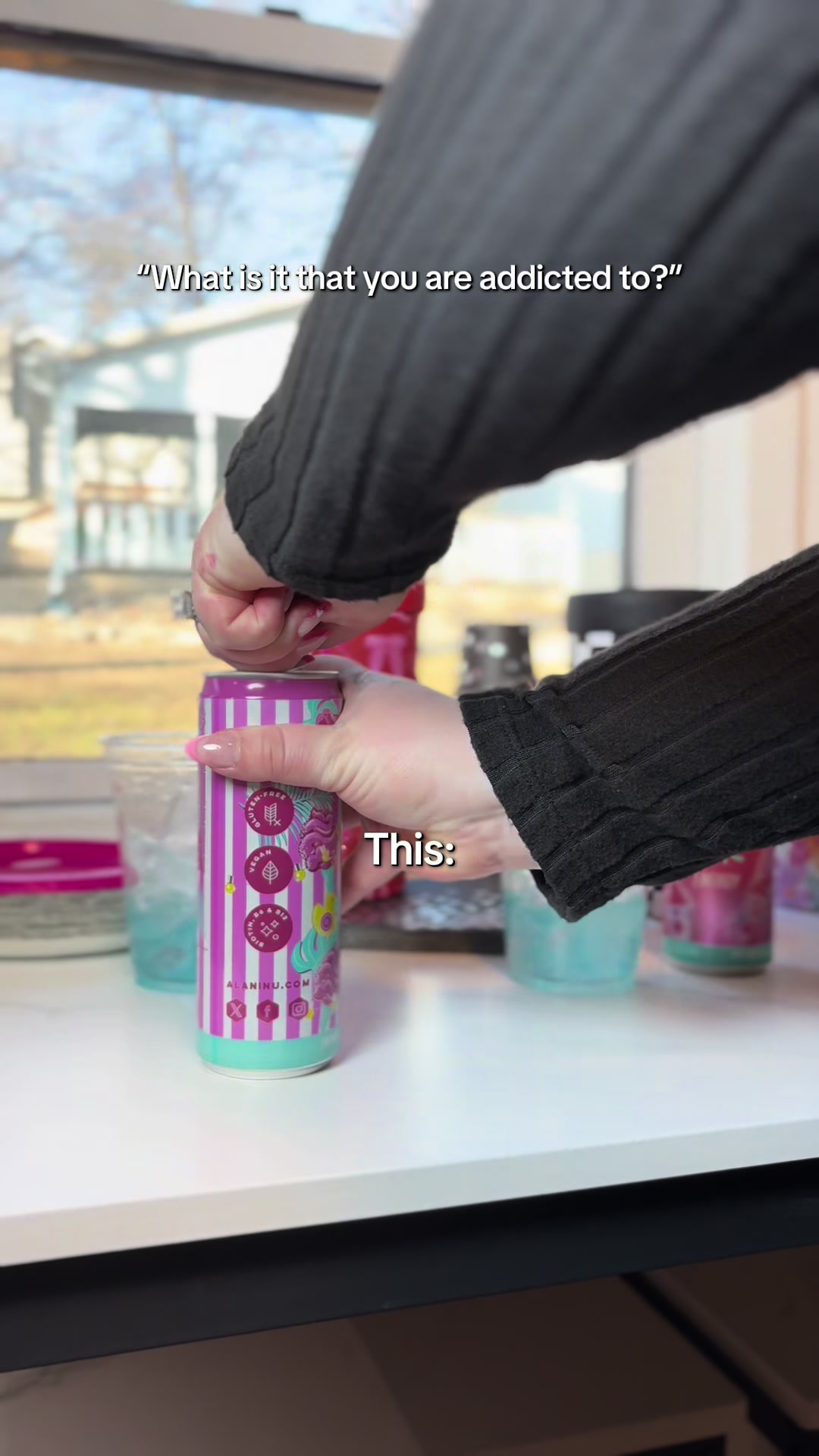 TikTok post by @urfavtattedmamma for FrostBuddy. Caption reads: That @Alani Nutrition + @Frost Buddy combo with my....