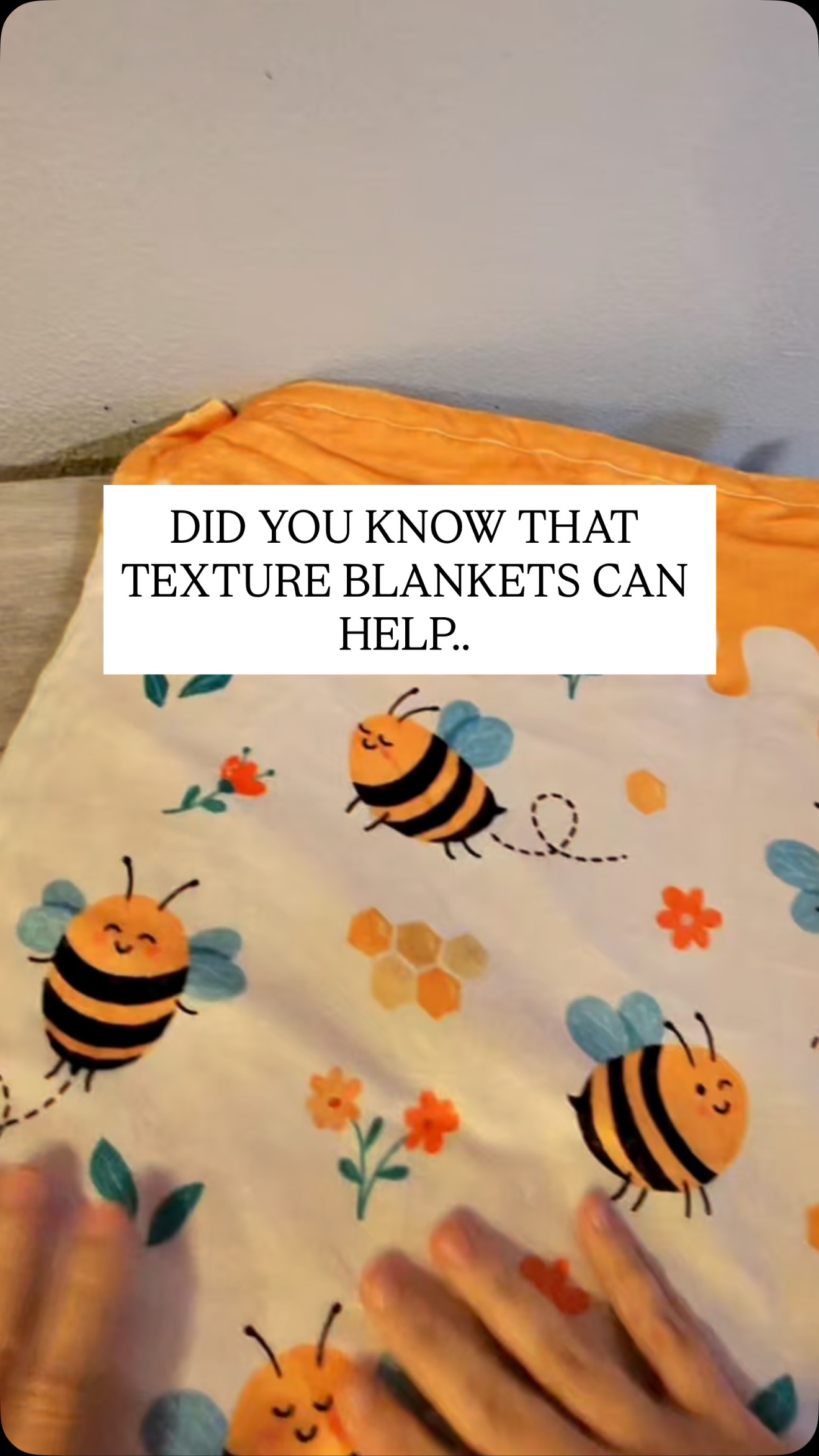 Instagram post by @shinehead2toe for Sandjest. Caption reads: “Did you know that textured blankets can help....