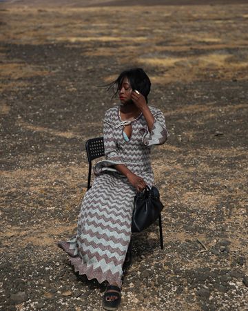 Instagram post by @linaose for Nanushka. Caption reads: [...] go wrong in a maxi dress @missoni and....