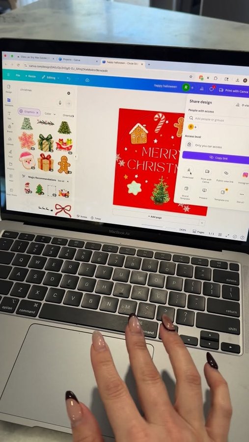 Instagram post by @rachelbreanna_ for Printful. Caption reads: Creating this cozy Christmas candle with @printful....