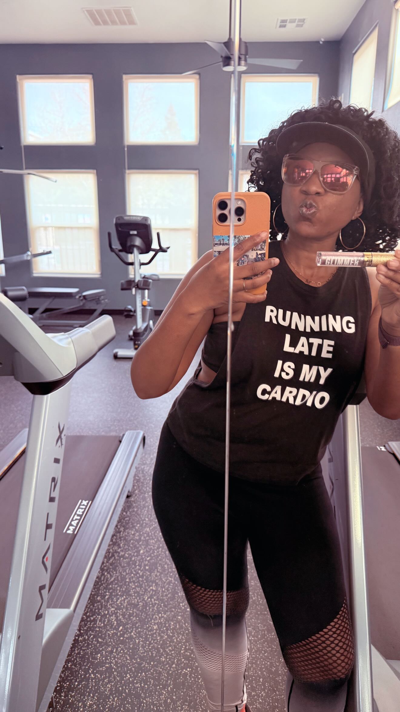 Instagram post by @girlbossmommie_x3 for Pela Case. Caption reads: Quick Gym sh✨ne

Running l8te is my cardio except....