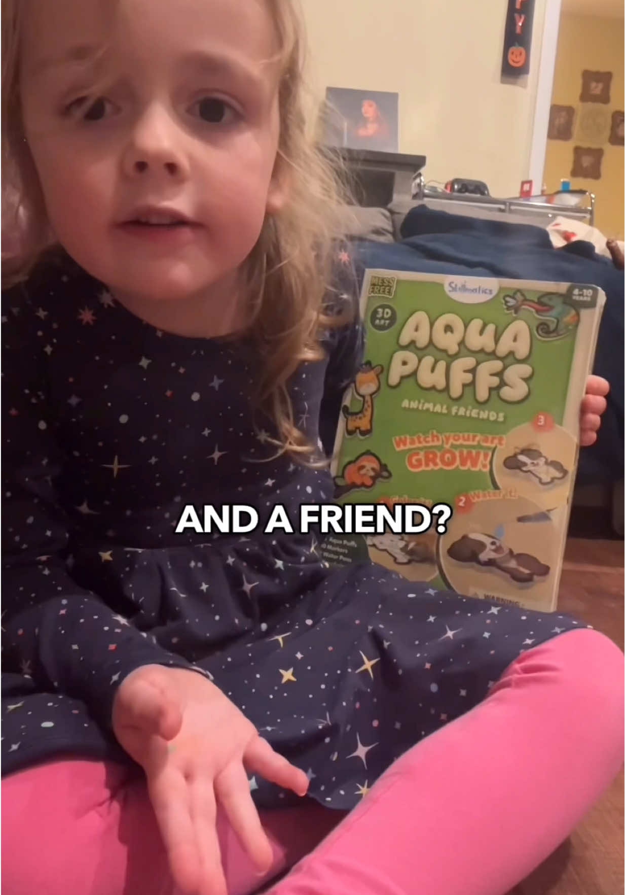 TikTok post by @saruh2themax for Skillmatics. Caption reads: Willow has been obsessed with these little Aqua....