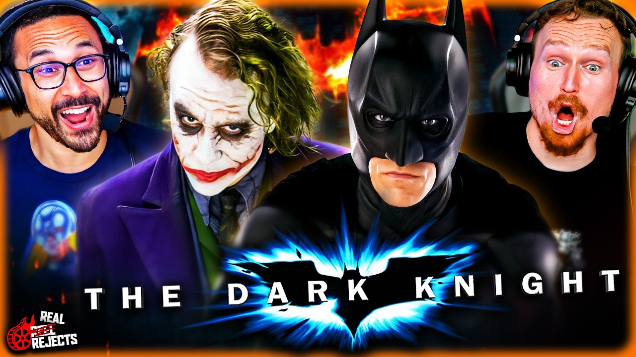 YouTube post by @ReelRejects for Huel. Caption reads: THE DARK KNIGHT (2008) MOVIE REACTION!! STILL THE....