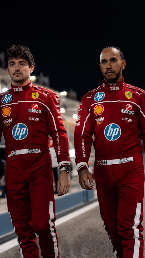 Instagram post by @shellmotorsport for Scuderia Ferrari. Caption reads: Join @charles_leclerc and @lewishamilton in your....