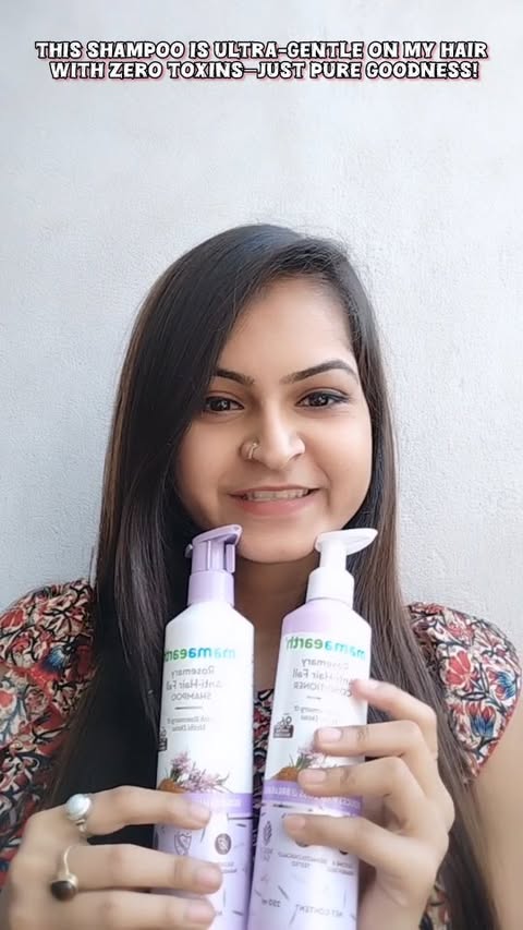Instagram post by @shreya_sarkar_official for Mamaearth. Caption reads: ✨ This shampoo is ultra-gentle on my hair with....