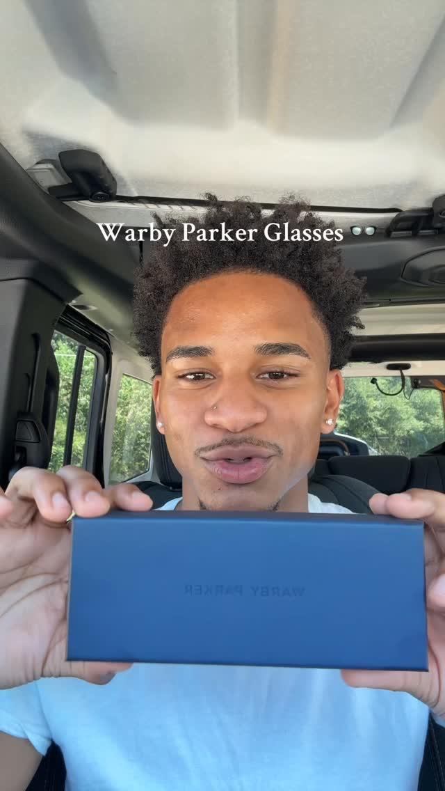 Instagram post by @arringtonallen for Warby Parker. Caption reads: 🙂‍↕️ @warbyparker.
