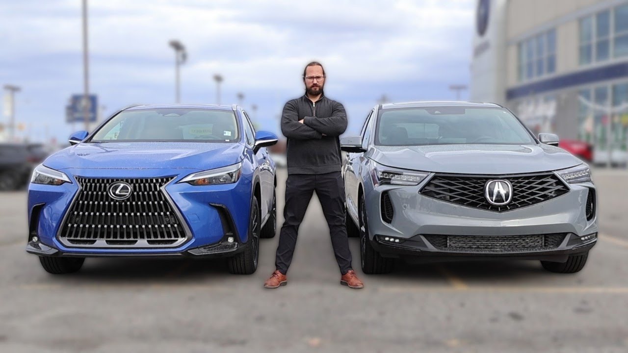 YouTube post by @BenHardyCars for Podia. Caption reads: EASY WIN! //2026 Lexus NX vs 2026 Acura RDX//.