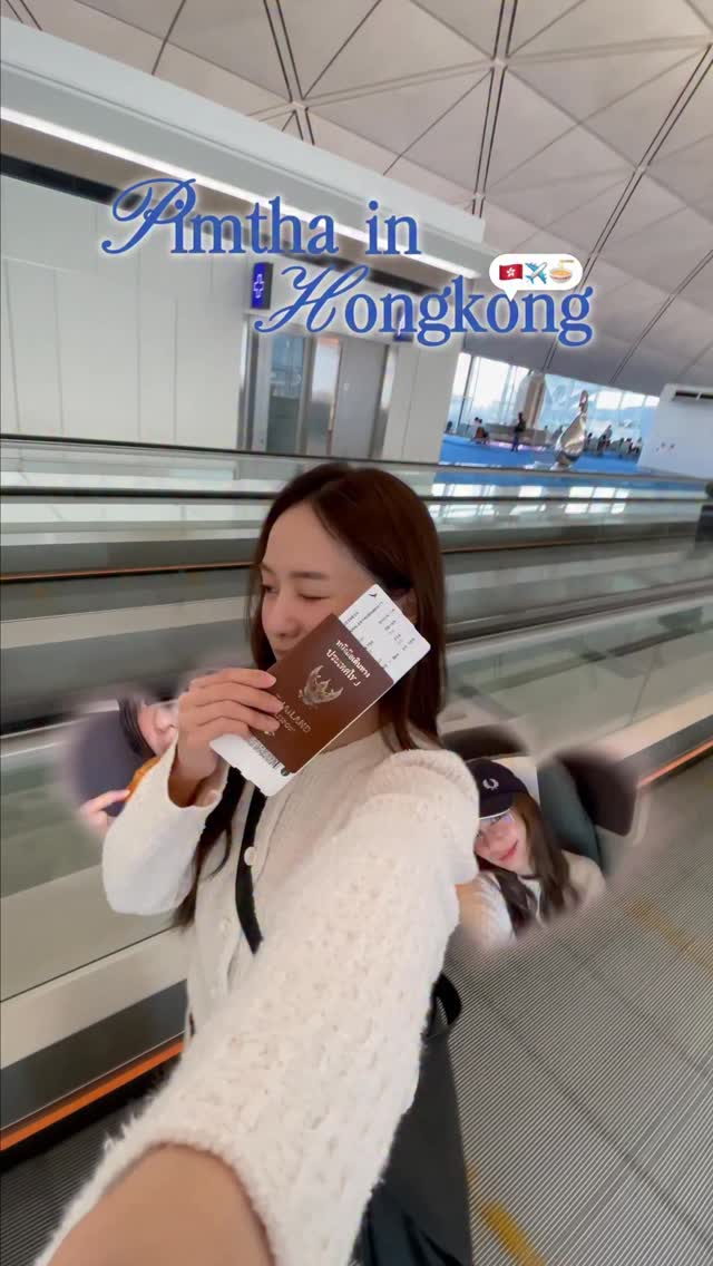 Instagram post by @pimtha for Cathay Pacific. Caption reads: Super comfy Hongkong 🇭🇰- Bangkok 🇹🇭....