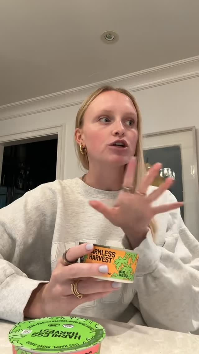 Instagram post by @brettsbites for Harmless Harvest. Caption reads: Found my beach LOL @harmlessharvest coconut yogurt....