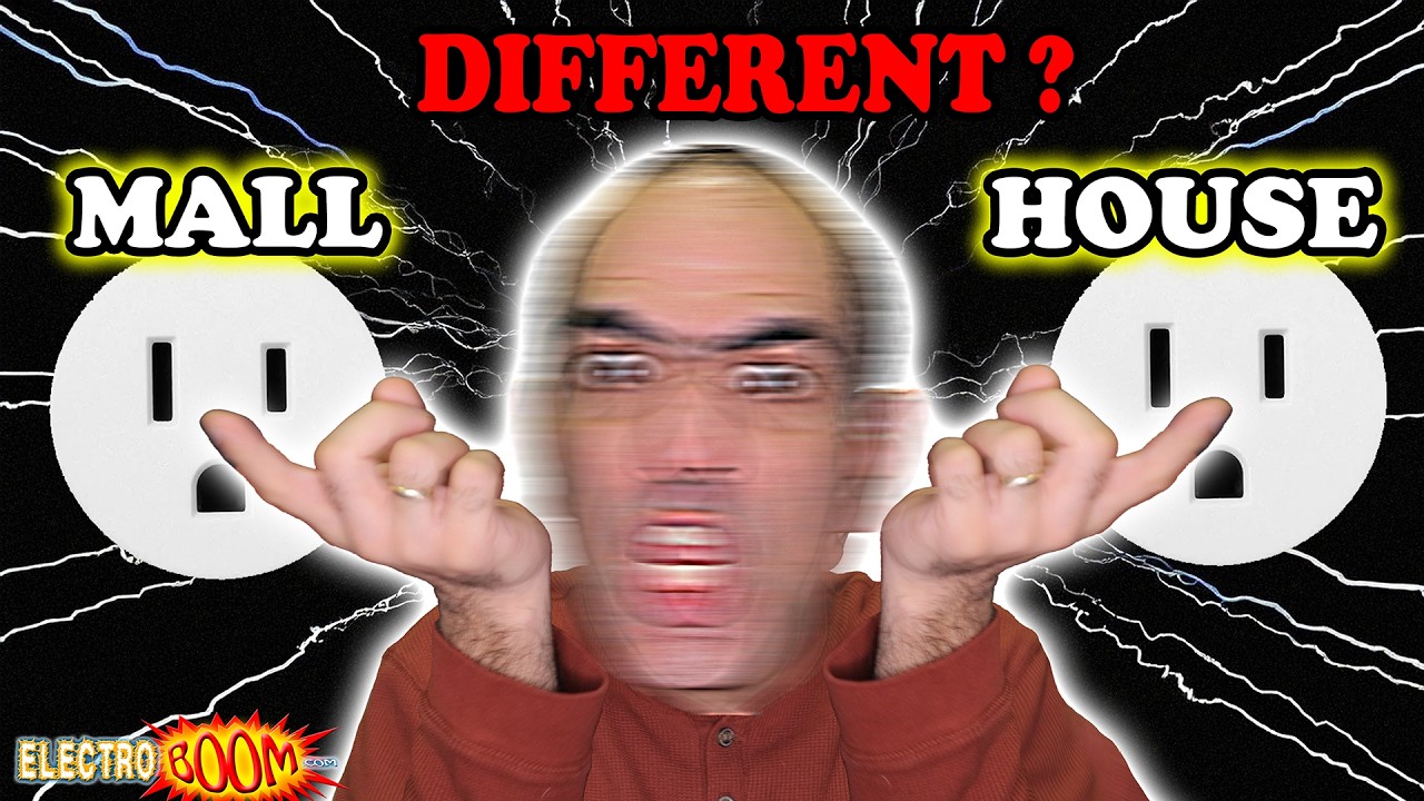 YouTube post by @ElectroBOOM for Brilliant.org. Caption reads: Mall versus Home Electrocution (Updated).