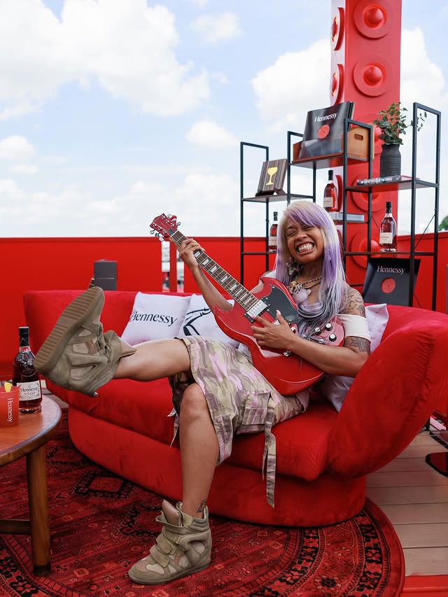 Instagram post by @tiacorine for Hennessy. Caption reads: Had to catch up with my Hennessy fam before my set....
