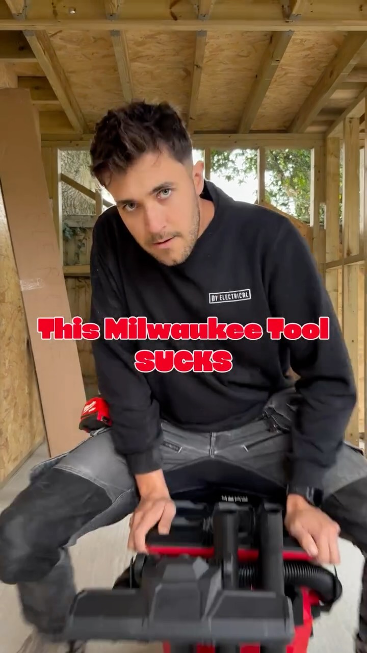 Instagram post by @oyelectrical for Milwaukee Tool. Caption reads: I’ve never seen such power from a cordless vacuum....