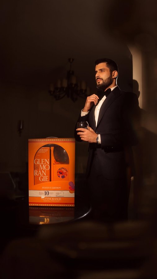 Instagram post by @anvitoberoi for GLENMORANGIE. Caption reads: Good food, good company and a great single malt....