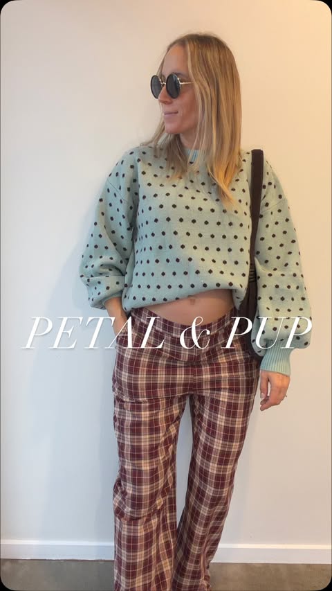 Instagram post by @thelifeofclaire_ for Petal & Pup. Caption reads: [...] items, I’d generally wear a medium in Petal....