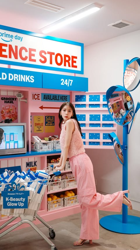 Instagram post by @asuka_kijima for Amazon Japan. Caption reads: [...] 📍MEDIA DEPARTMENT TOKYO @amazonjapan #PR....