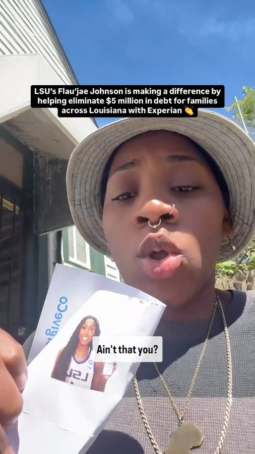 Instagram post by @kee_ah_la for Experian. Caption reads: @flaujae giving back to the community like this....