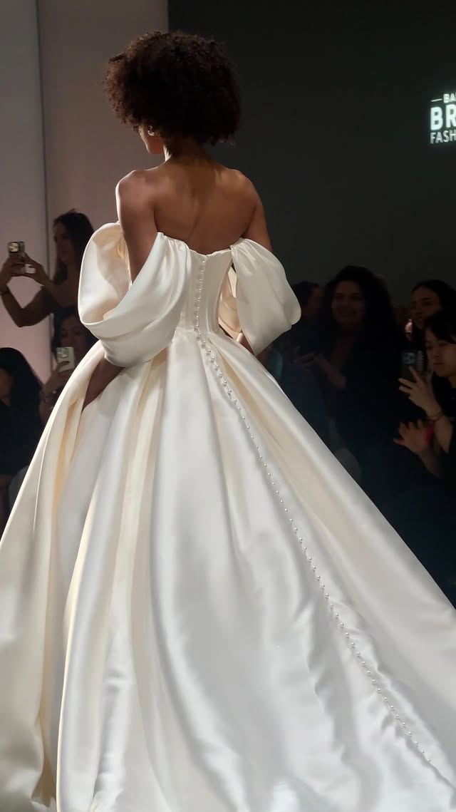 Instagram post by @abbeysadleir for Allure Bridals. Caption reads: [...] barcelona bridal fashion week with....