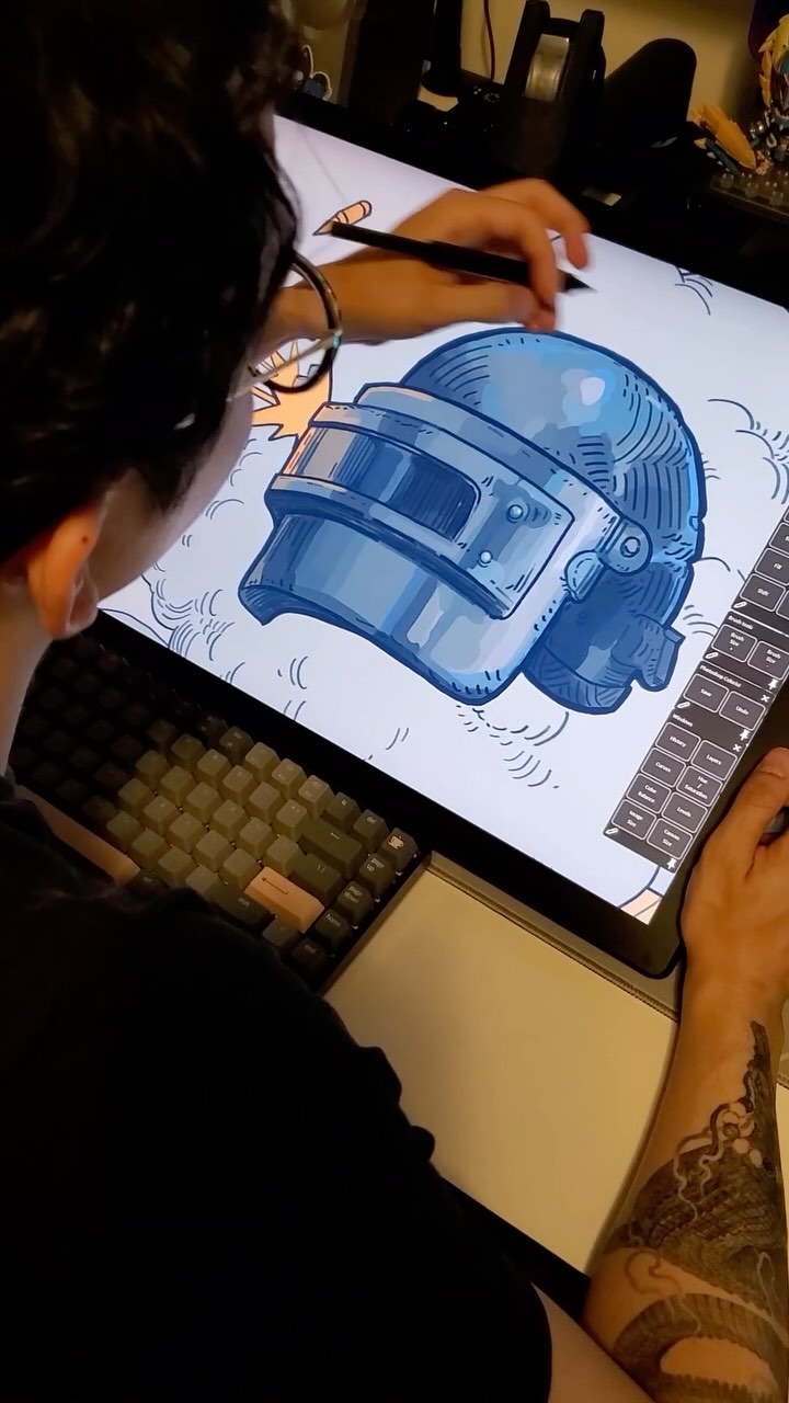 Instagram post by @eriklyart for PUBG MOBILE. Caption reads: The PUBGMOBILE × VOLKSWAGEN and PDP vehicle....