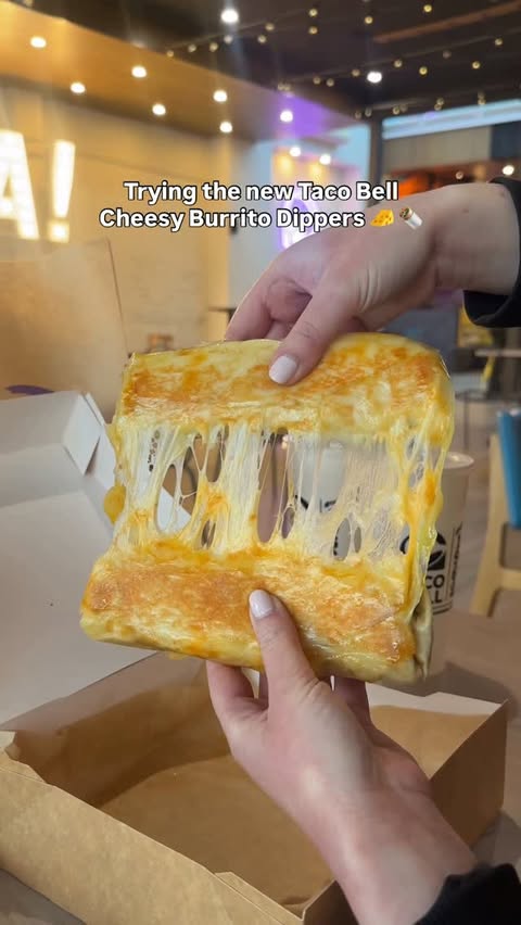 Instagram post by @bitchunhealthy for Taco Bell. Caption reads: The NEW Cheesy Burrito Dippers at @tacobellaus 🧀....
