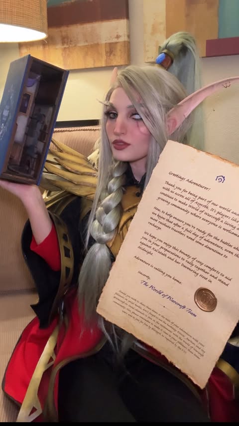 Instagram post by @darklady.cosplay for Blizzard Entertainment. Caption reads: 💕 The lovely people at @warcraft team sent me a....