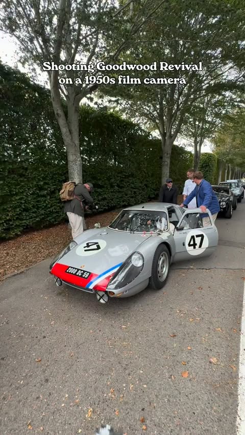 Instagram post by @expiredfilmclub for Porsche. Caption reads: Classic Porsches 🤝 classic camera​ ​ Celebrating....