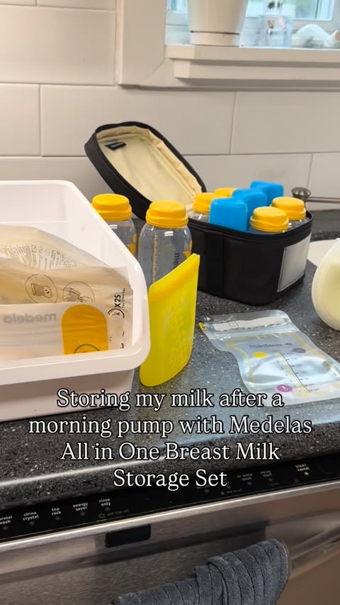 Instagram post by @haileytriesthings for Medela. Caption reads: This Medela all in one breast milk storage set has....