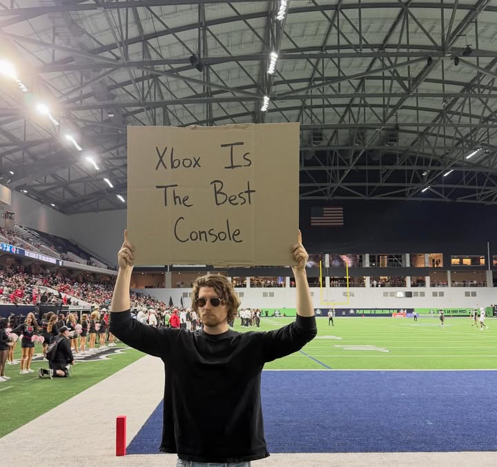 Instagram post by @dudewithsign for Xbox. Caption reads: I may be biased but the ROG @Xbox Ally is amazing....