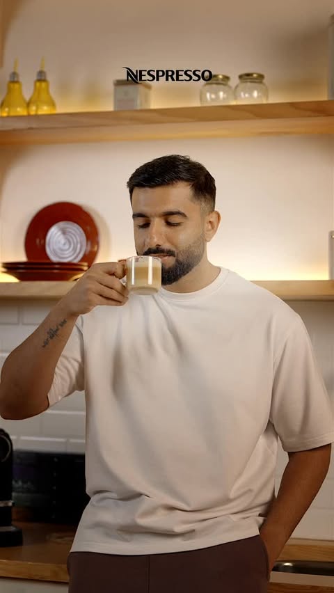 Instagram post by @mr.mnv for Nespresso. Caption reads: This is how my mornings begin ☕️
Quiet moments,....