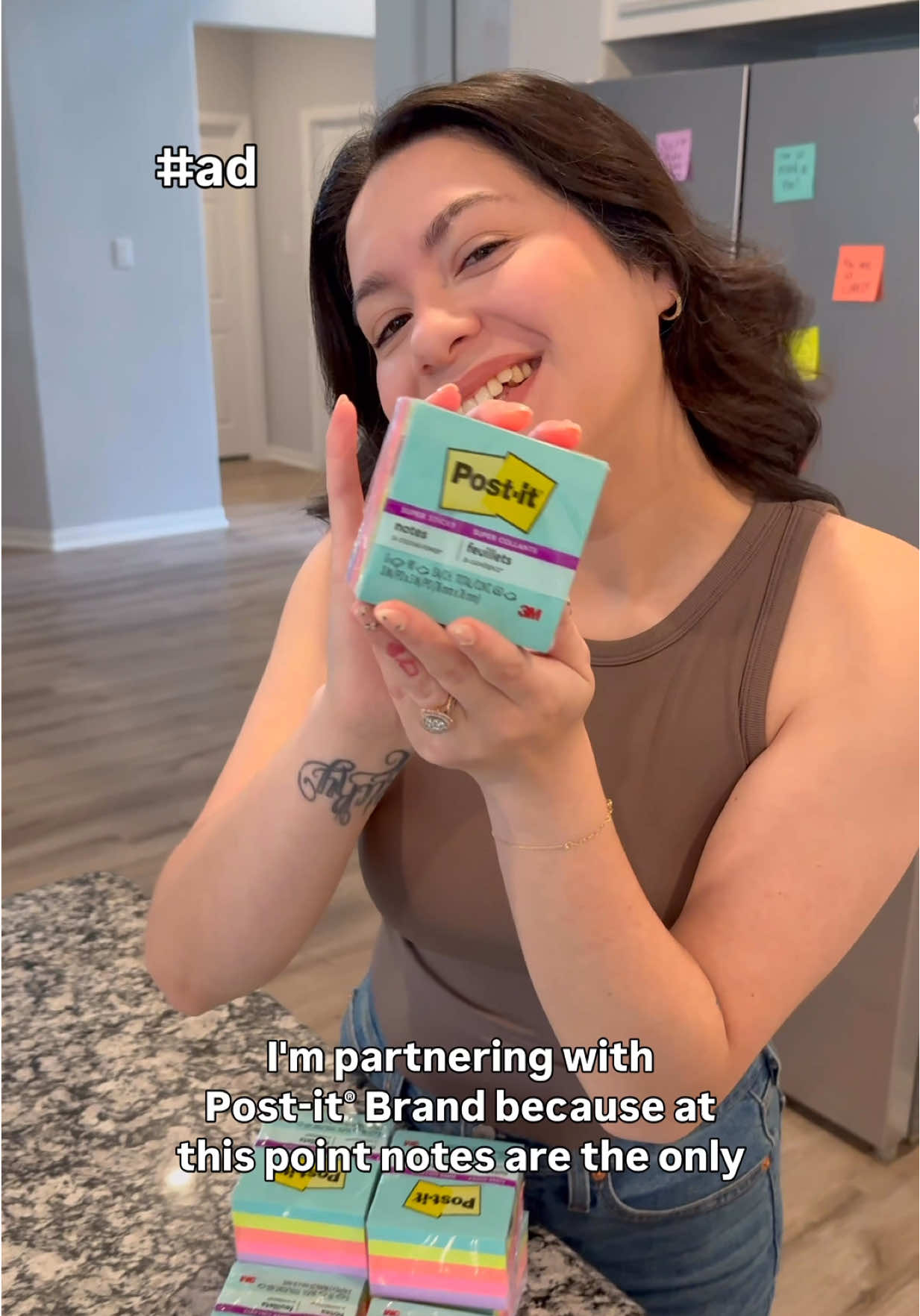 TikTok post by @himandherofficial for Post-it. Caption reads: #ad These @Post-It Notes aren’t just reminders.....