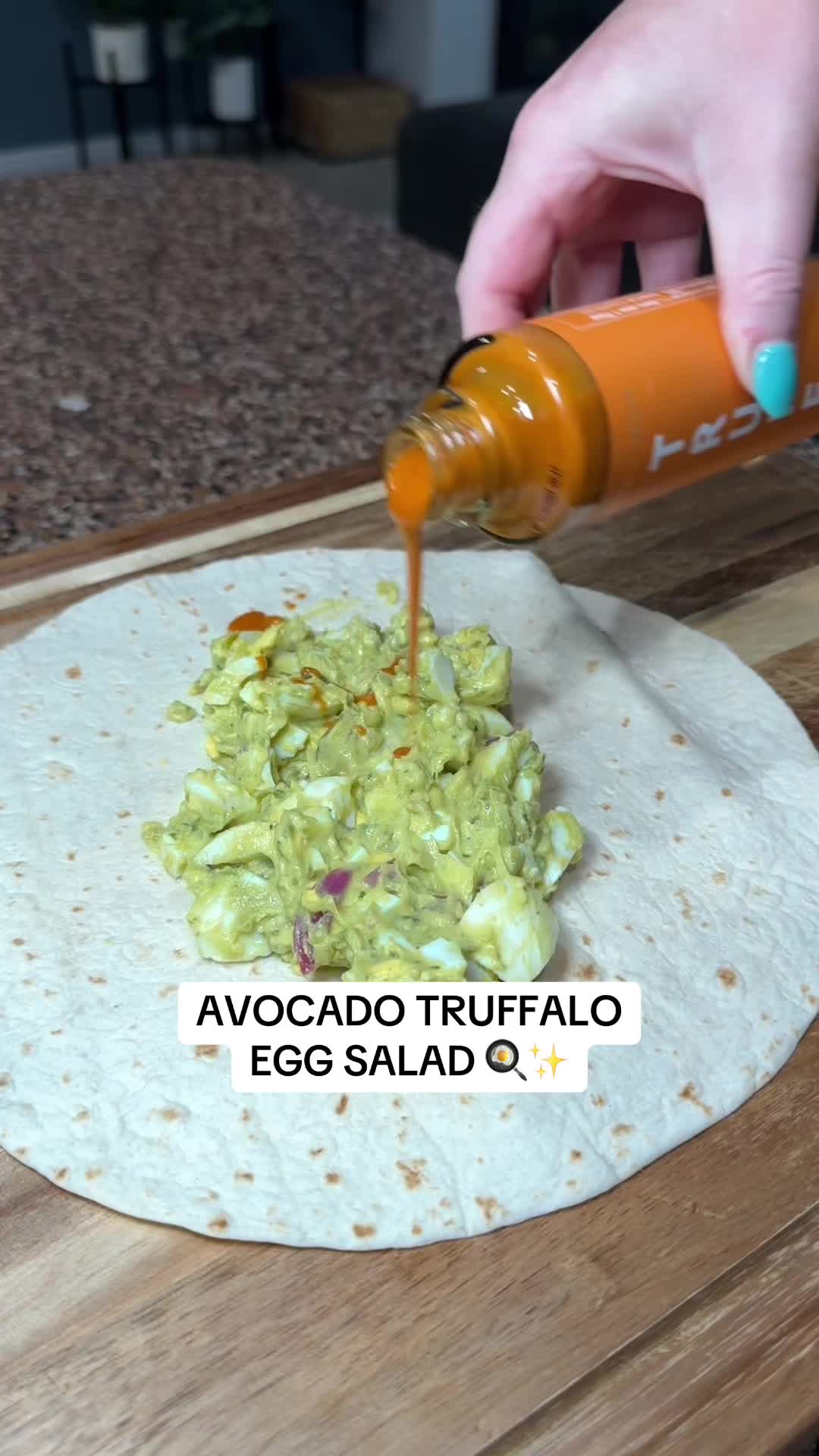 TikTok post by @moveitmeag2 for Truff. Caption reads: [...] make avocado egg salad on a wrap with @TRUFF....