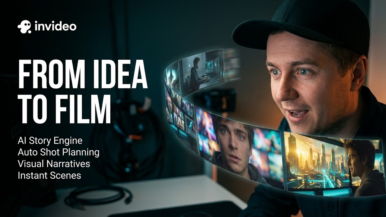 YouTube post by @eigi_and_ai for Invideo Creators. Caption reads: I Tested invideo AI's New Boards Agent —....