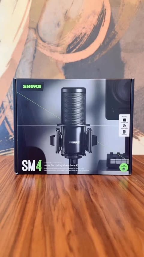 Instagram post by @lucas.ficherr for Shure. Caption reads: [...] right at home. 🎙️ Just added the Shure SM4....