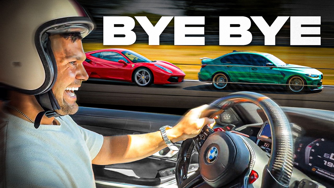 YouTube post by @SpampinAutoeMoto for Fiscozen. Caption reads: Is it FASTER than a FERRARI? Yes 😍 BMW M3 (750hp)....