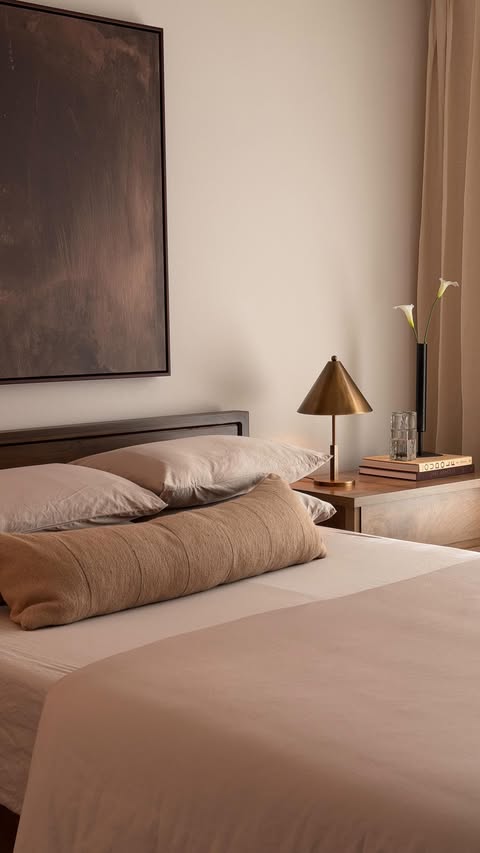 Instagram post by @neutral_homebody for Brooklinen. Caption reads: [...] bed is all the reset you need 🤍 @brooklinen....
