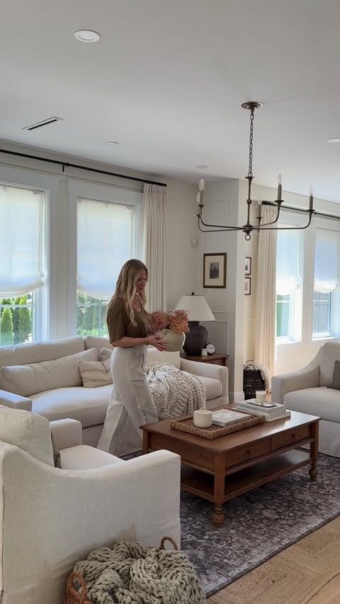 Instagram post by @amyepeters for Pottery Barn. Caption reads: [...] Summerville Coffee and Side Tables....