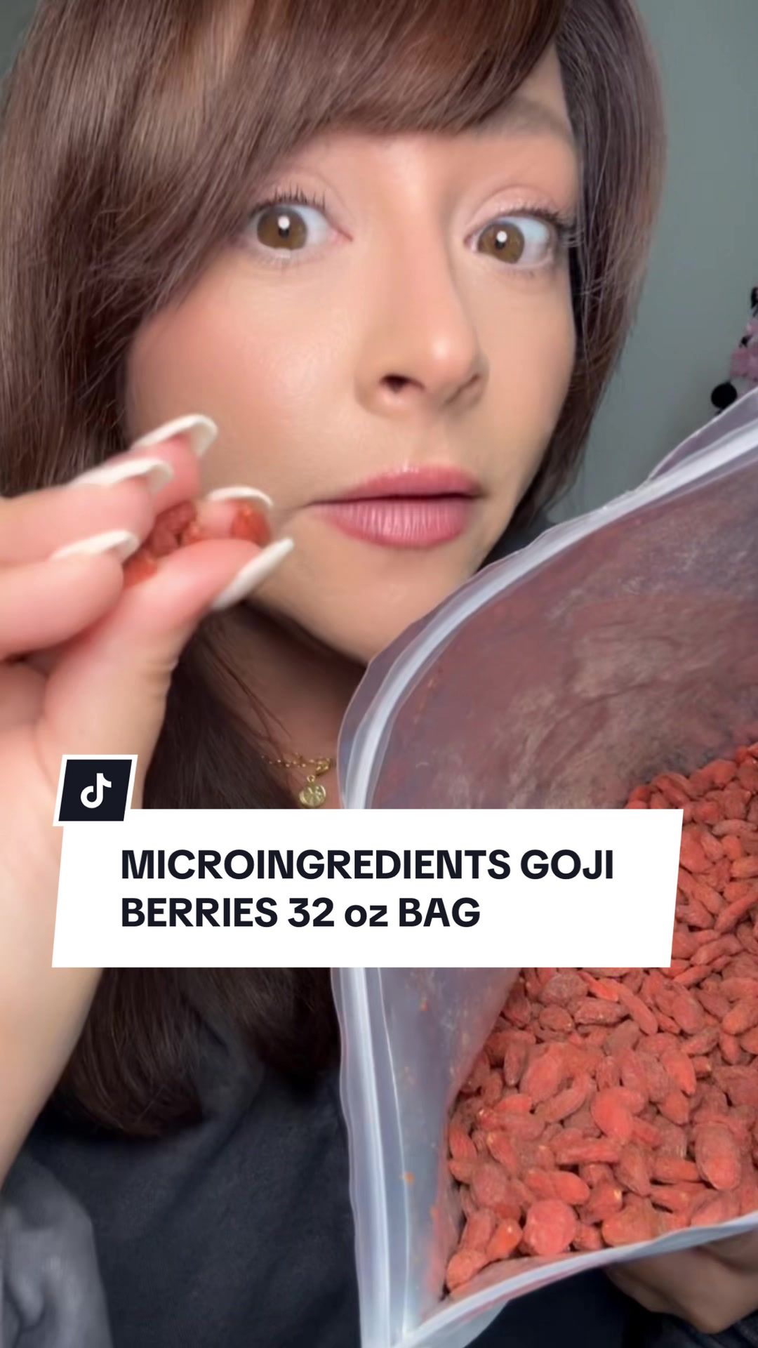 TikTok post by @ablondegirlsambition for Micro Ingredients. Caption reads: Tiny berries, big benefits! And they taste great....
