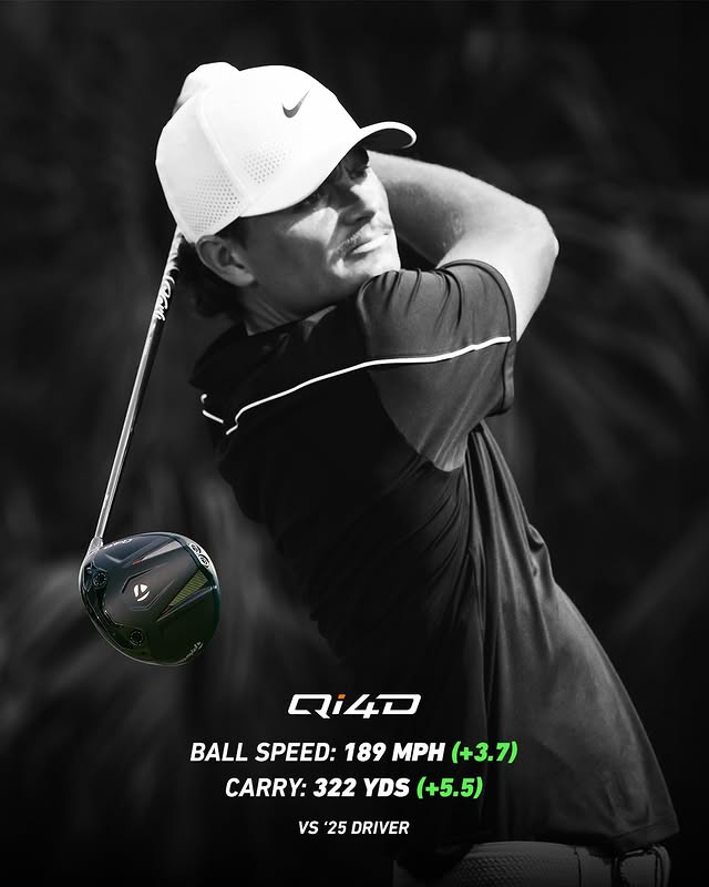 Instagram post by @lukeclanton for TaylorMade Golf. Caption reads: Big driver change for me this year. #Qi4DDriver....
