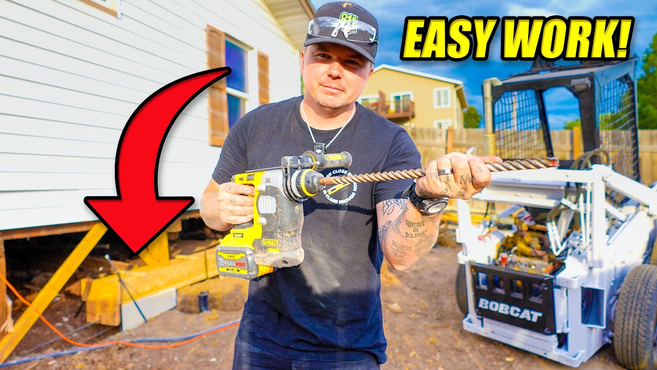 YouTube post by @MattBangsWood for DEWALT. Caption reads: Building New SUPPORT Under Back Of My House! [#24].