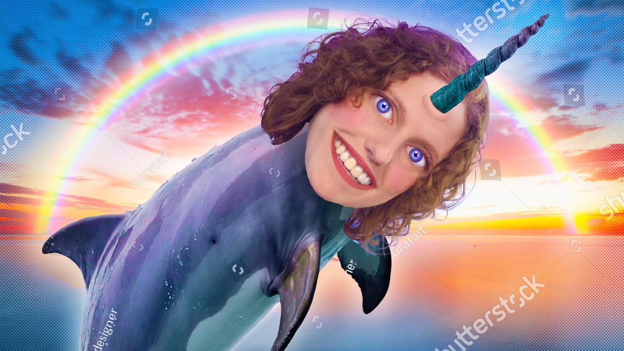 YouTube post by @sciencedecomptoir for Redbubble. Caption reads: 🦄 On sait ENFIN à QUOI SERT la corne du NARVAL 🐬.