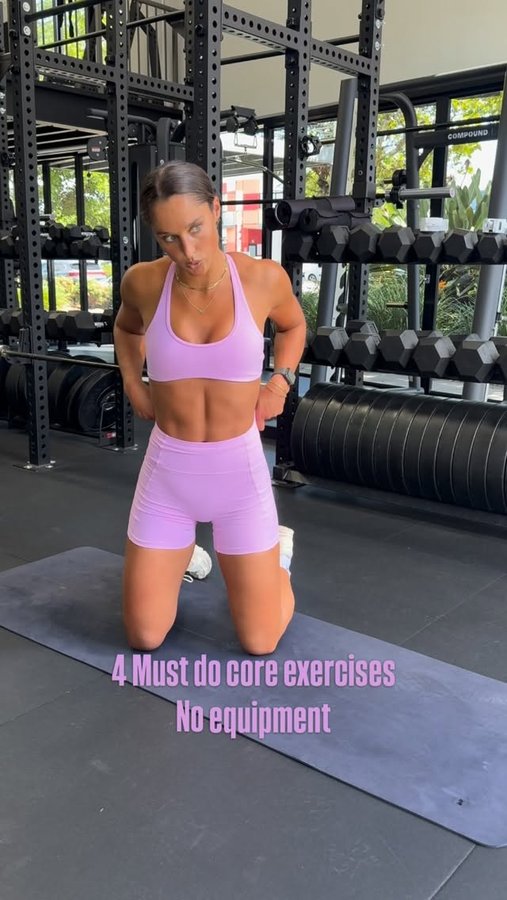 Instagram post by @livkelly__ for EvolveYou. Caption reads: 4 Must do core exercises 💕

No equipment, just....