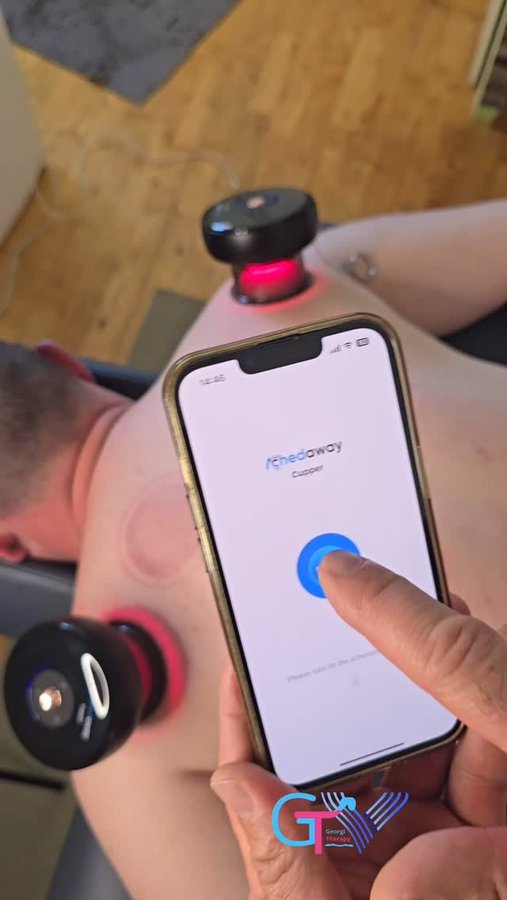 Instagram post by @georgi.therapy for Achedaway. Caption reads: [...] Pain Relief! 🌟 Discover the Achedaway....