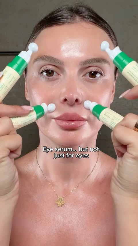 Instagram post by @albina for AXIS-Y. Caption reads: Eye serum… but not just for your eyes 💚....