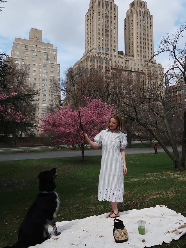 Instagram post by @amberyackzan for J.Crew. Caption reads: #ad spring picnic in new @jcrew. the perfect 100%....